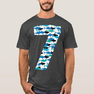第7誕生日シャークパターン7年の古いギフト Tシャツ