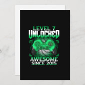 第7誕生日ボーイビデオゲーマーレベル7ロック解除 招待状 (正面/裏面)