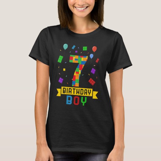第7誕生日マスタービルダーブロック建物7年 Tシャツ (正面)