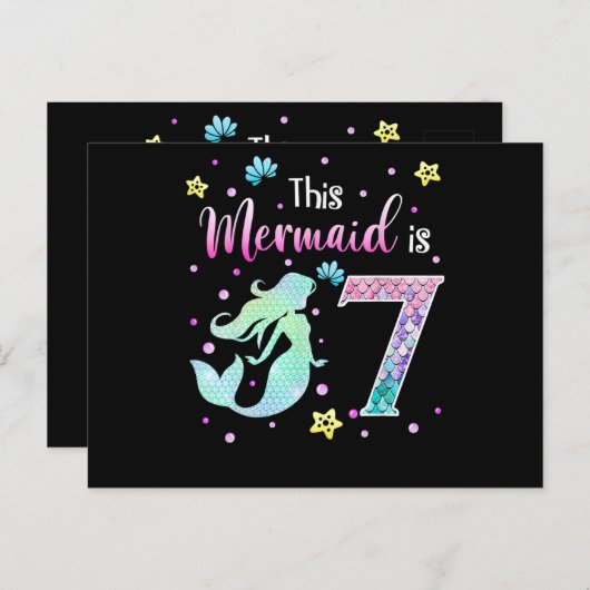 第7誕生日マーメイドギフト女の子マーメイドガール ポストカード (正面/裏面)