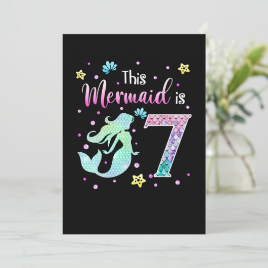 第7誕生日マーメイドギフト女の子マーメイドガール 招待状 (スタンド正面)
