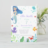 第7誕生日マーメイド招待状 招待状 (スタンド正面)