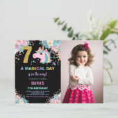 第7誕生日ユニコーン誕生日招待状写真 招待状 (スタンド正面)