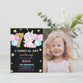 第7誕生日ユニコーン誕生日招待状写真 招待状 (スタンド正面)