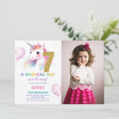 第7誕生日ユニコーン誕生日招待状写真 招待状 (スタンド正面)
