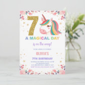 第7誕生日ユニコーン誕生日招待状 招待状 (スタンド正面)
