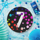 第7誕生日レインボードット ペーパープレート (パーティー)