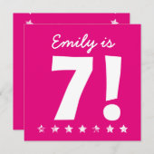 第7誕生日名前をカスタムするピンクfor GIRL A01 招待状 (正面/裏面)