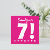 第7誕生日名前をカスタムするピンクfor GIRL A01 招待状 (スタンド正面)