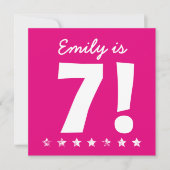第7誕生日名前をカスタムするピンクfor GIRL A01 招待状 (正面)