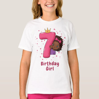 第7誕生日女子クラウンとピンク Tシャツ