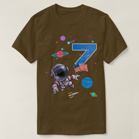 第7誕生日宇宙飛行士誕生日少年7歳 Tシャツ (デザイン正面)