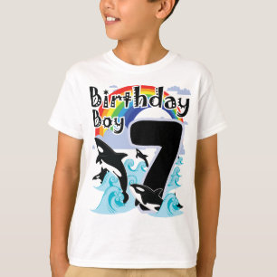 第7誕生日少年のオルカ・ホエール恋人Tシャツ Tシャツ