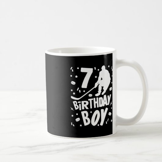 第7誕生日少年アイスホッケーキッズ7歳パーティー コーヒーマグカップ (右)