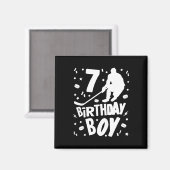 第7誕生日少年アイスホッケーキッズ7歳パーティー マグネット (正面/裏面)