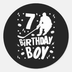 第7誕生日少年アイスホッケーキッズ7歳パーティー ラウンドシール