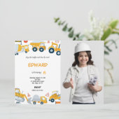 第7誕生日建築ボーイフォト招待状 招待状 (スタンド正面)