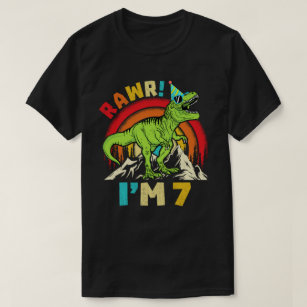 第7誕生日恐竜TレックスラーI'm 7 For Boys Tシャツ
