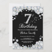 第7誕生日招待状シャルボードシルバーダイヤモンド 招待状 (正面)