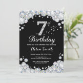 第7誕生日招待状シャルボードシルバーダイヤモンド 招待状 (スタンド正面)