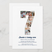 第7誕生日第7カスタム号フォトコラージュ 招待状 (正面/裏面)