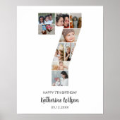第7誕生日第7号写真コラージュのカスタム写真 ポスター (正面)
