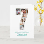 第7誕生日第7号写真コラージュパーソナライズされた カード (黄色い花)