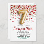 第7誕生日紙吹雪招待状 招待状 (正面/裏面)