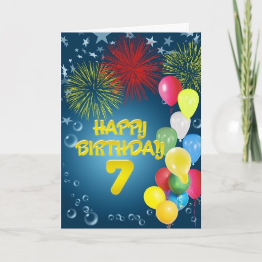 第7誕生日花火風船カード カード (正面)