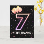 第7誕生日風船と紙吹雪 カード (黄色い花)