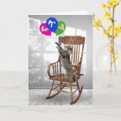 第7誕生日風船猫 カード (黄色い花)