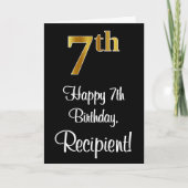 第7誕生日～豪華エレガントなフェイク金ゴールドルック# カード (正面)