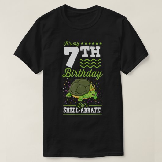 第7誕生日Lets Shellabrate Turtleパーティー Tシャツ (デザイン正面)