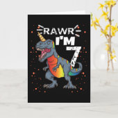 第7誕生日Tレックス恐竜 カード (黄色い花)