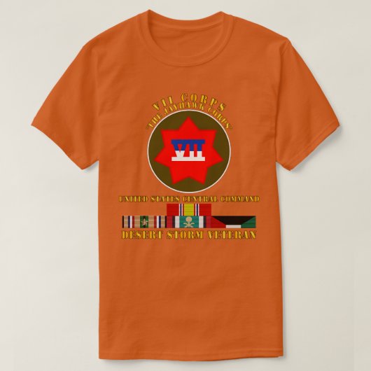 第7軍団 米中央司令部 砂漠の嵐作戦 ベテラン Tシャツ (デザイン正面)