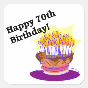 第70お誕生日ケーキ スクエアシール