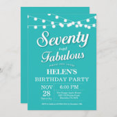 第70すばらしい誕生日の招待状の水のターコイズ 招待状 (正面/裏面)
