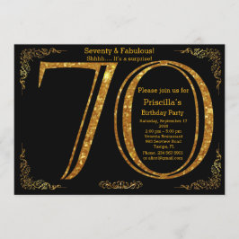 第70の誕生会、70、Gatsbyの黒い金ゴールド 招待状