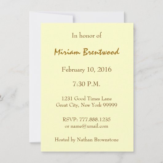 第70または年の誕生日の金ゴールドの蝋燭の予算C08 招待状 (裏面)