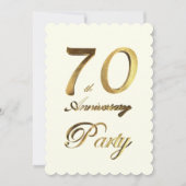 第70エレガントな誕生日記念日の金ゴールドのアイボリー 招待状 (正面)