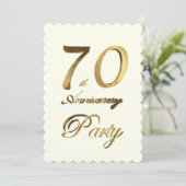 第70エレガントな誕生日記念日の金ゴールドのアイボリー 招待状 (スタンド正面)