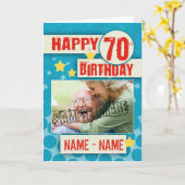 第70スタイリッシュな効果の誕生日-あなたの写真 カード (黄色い花)