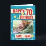 第70スタイリッシュな効果の誕生日-あなたの写真 カード<br><div class="desc">第70スタイリッシュな効果の誕生日-ここのあなたの写真-カスタムな挨拶状-男らしい誕生日の挨拶状、スタイリッシュおよび不朽の懇願を用いる、そしてポイントへのモダン。</div>