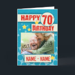 第70スタイリッシュな効果の誕生日-あなたの写真 カード<br><div class="desc">第70スタイリッシュな効果の誕生日-ここのあなたの写真-カスタムな挨拶状-男らしい誕生日の挨拶状、スタイリッシュおよび不朽の懇願を用いる、そしてポイントへのモダン。</div>