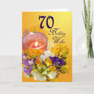 第70ハッピーバースデーカード – freesias and candle カード