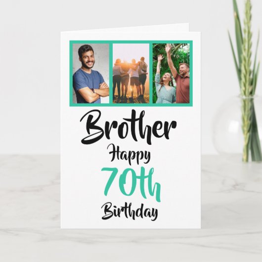 第70ハッピーバースデー兄弟写真コラージュカード カード (正面)