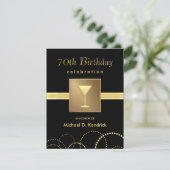 第70バースデーパーティ招待状のフォーマルで黒い金ゴールド 招待状 (スタンド正面)