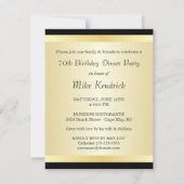 第70バースデーパーティ招待状のフォーマルで黒い金ゴールド 招待状 (裏面)