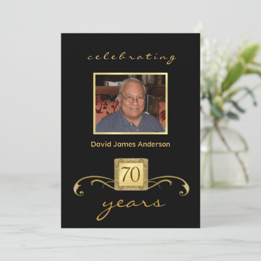 第70バースデーパーティ招待状-メンズフォーマル 招待状 (スタンド正面)