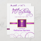 第70バースデーパーティ招待状-モノグラム付き 招待状 (正面/裏面)